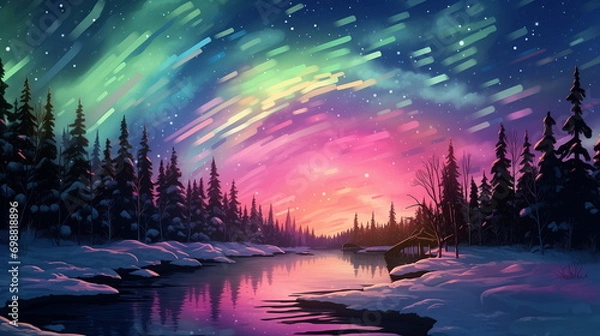 Obraz A colorful sky over a river