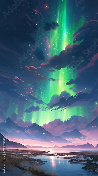 Obraz A green lights in the sky