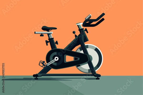 Obraz Modern stationary exercise bike elliptical isolated against a solid background.