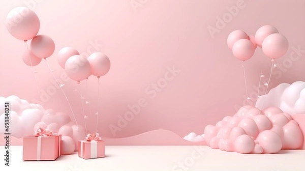 Fototapeta 3D Render New Year Background, Simple , Celebration, Festive, Holiday
