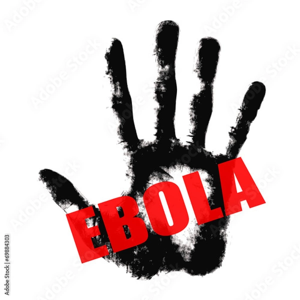 Obraz Ebola text on hand print