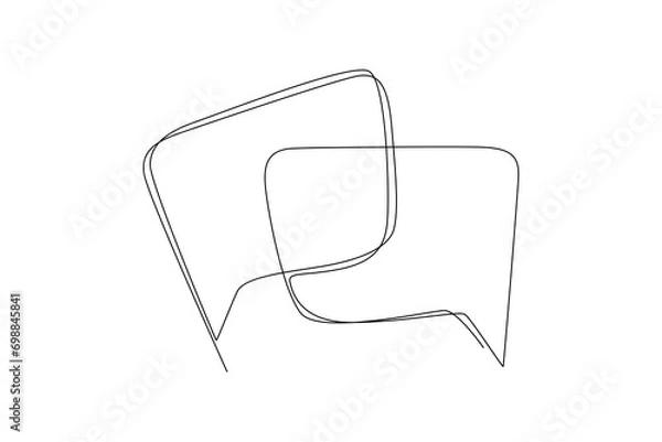 Fototapeta One continuous line drawing of Trendy speech bubbles concept. Doodle vector illustration in simple linear style.