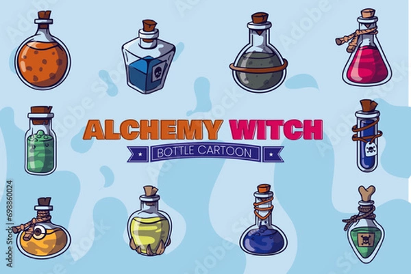 Obraz Alchemy Witch Bottle Cartoon Set