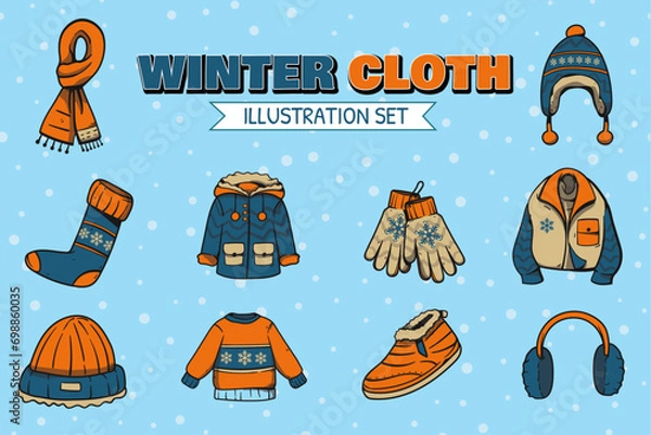 Obraz Winter Cloth Illustration Set