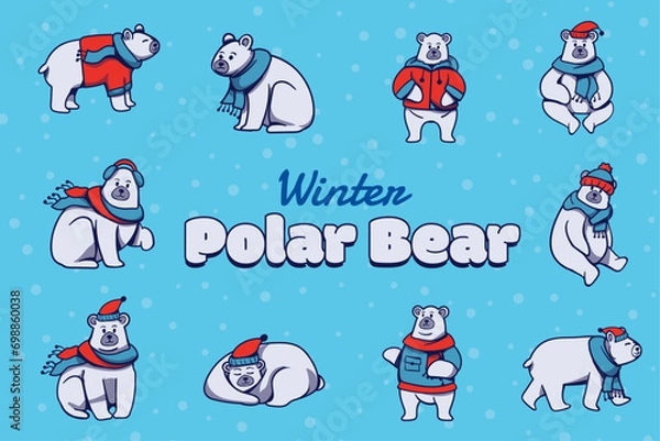 Obraz Winter Polar Bear Illustration Set