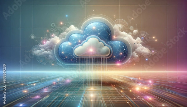 Obraz Cutting-edge cloud computing design with sleek gradients and AI integration.
