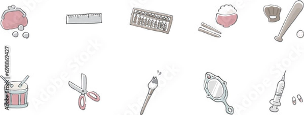 Obraz 選び取り用イラストセット-手描き水彩風