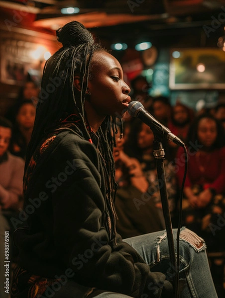 Fototapeta A Poetry Slam Event Where African-American Poets Share Powerful Pieces On Identity And Struggle