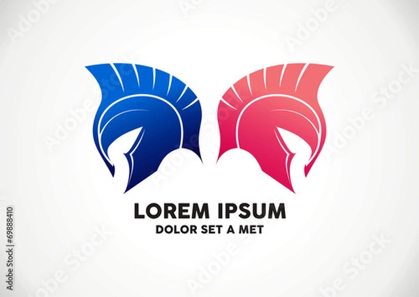 Obraz Spartan antiques roman helmets war vector logo design vector