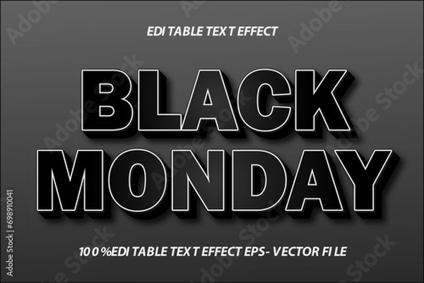 Fototapeta Black Monday Editable Text Effect 3D Emboss Gradient Style