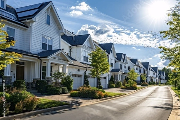 Obraz A row of houses with a sunny day