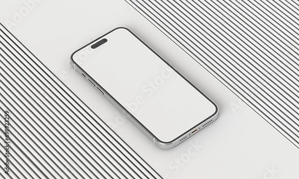 Obraz Illustration 3d render of isometric rectangles simulating a telephone in a 3d space with blank spaces. From different perspectives and views to help rock up for applications. iPhone