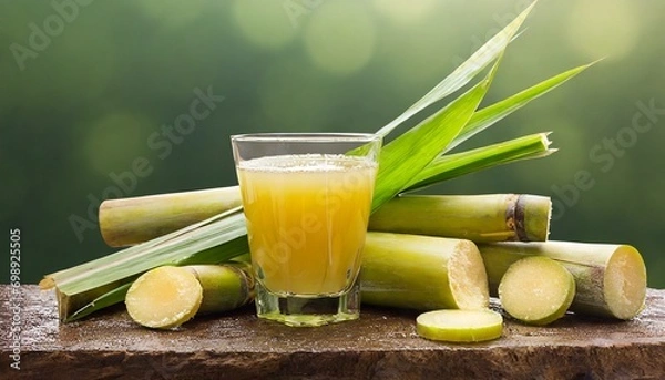 Fototapeta Sugar cane juice on table generative ai