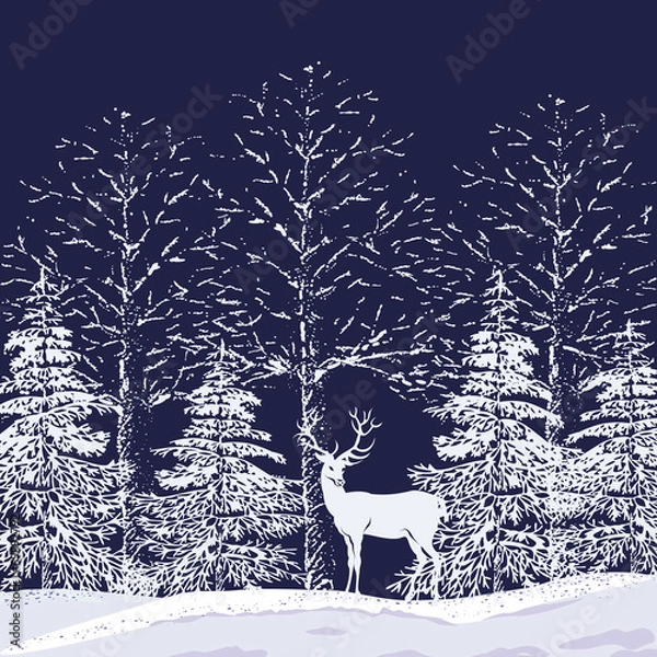 Obraz Snowy forest silhouettes