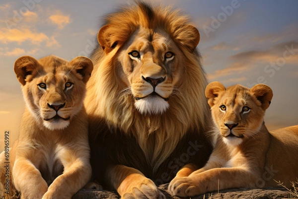Fototapeta two lions in the wild