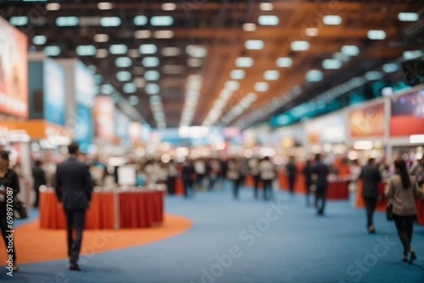 Obraz Abstract blur people in trade show expo background, business and industrial concept