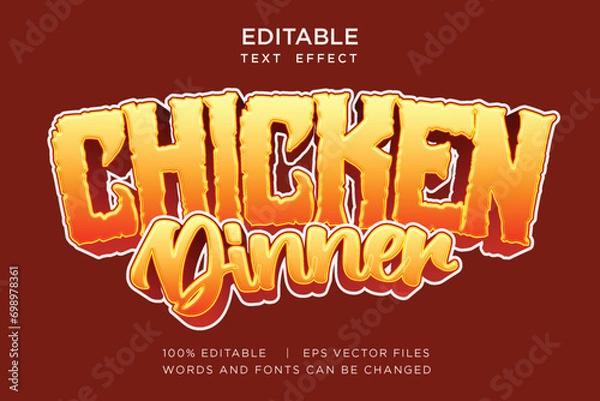 Fototapeta editable chicken text effect with fire decoration