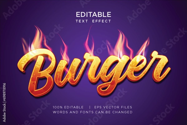Fototapeta editable text effect in red orange color with fire decoration