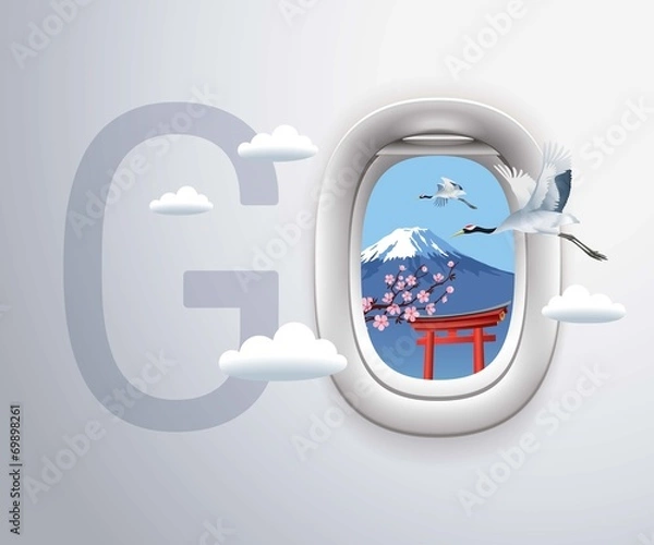 Obraz airplane window,the tori gate