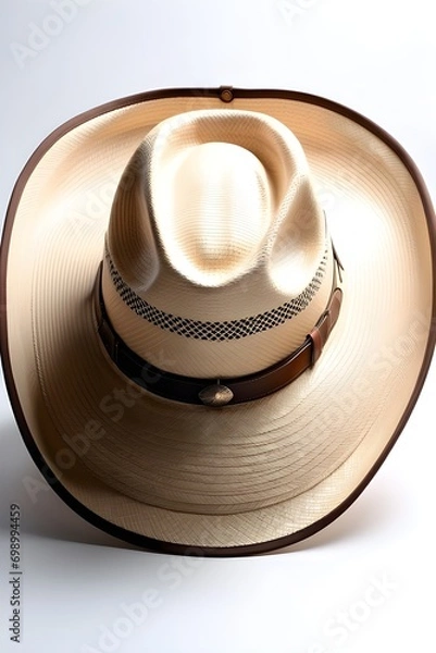 Fototapeta Portrait of a Cowboy Hat against white background, A wide-brimmed hat with a high crown, generative AI