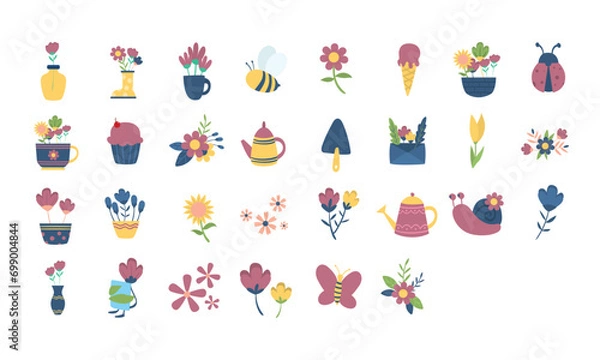 Fototapeta spring sticker vector collection