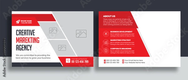 Fototapeta Corporate Postcard or Eddm postcard design template, Corporate Business Postcard Template Design, Simple and Clean Modern Minimal Postcard Template,  Business Postcard Layout