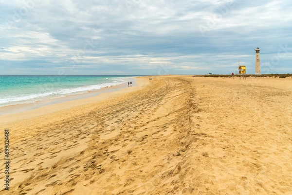 Fototapeta CANARY ISLANDS, Fuerteventura Island. Beach view in Morro Jable