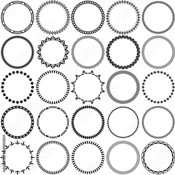 Fototapeta Collection of Round Decorative Border Frames with Clear Background. Ideal for vintage label designs.