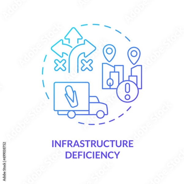 Fototapeta 2D gradient infrastructure deficiency icon, creative isolated vector, thin line illustration representing agricultural clusters.