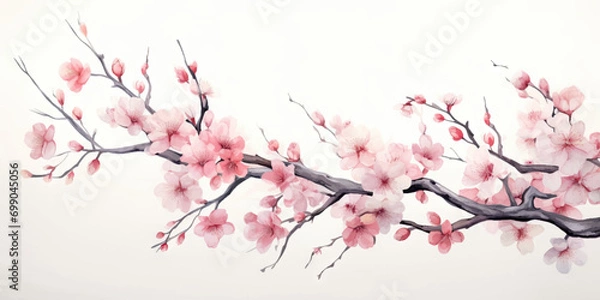 Obraz Ink painting cherry blossom white background