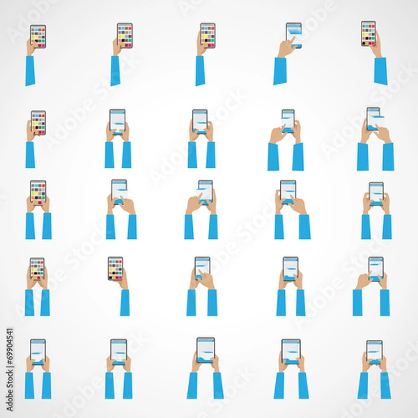 Fototapeta Finger Touching Screen Set - Isolated On White Background