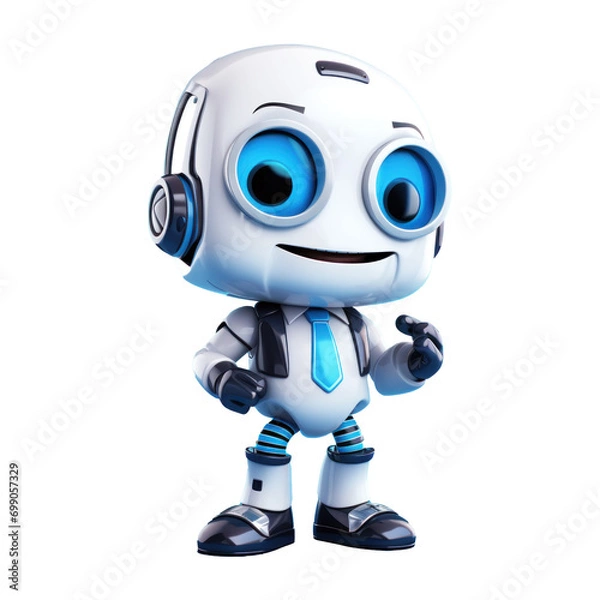 Obraz 3d Robot mascot, AI in science and business, Technology and engineering concept. isolated png transparent