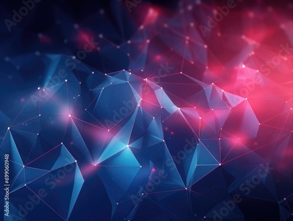 Fototapeta Cyber neon Polygonan space Background  