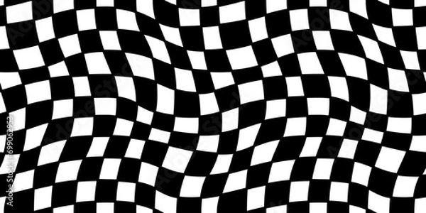 Fototapeta Seamless geometric pattern with woven and distorted checkers