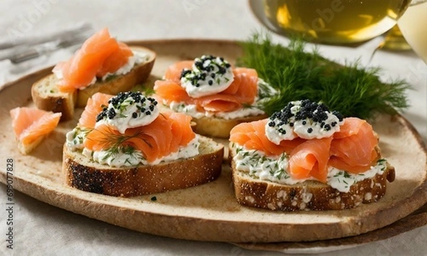 Fototapeta Kaviar and salmon