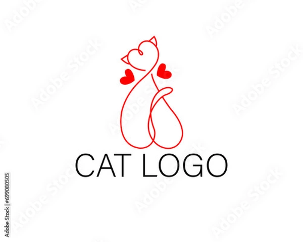 Obraz Cat logo Cute line style kitty icons cat line outline monoline logo vector icon illustration cat icon logo vector car icon logo vector