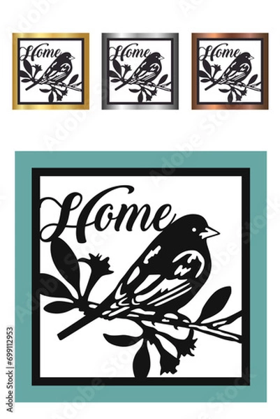 Fototapeta Silhouette Pattern,birds on a branch.