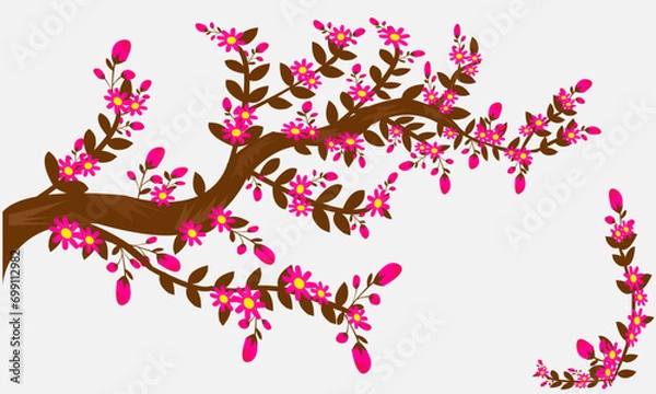 Obraz Colorful Flower Tree Drawing Illustration And hand drawn Vector Design