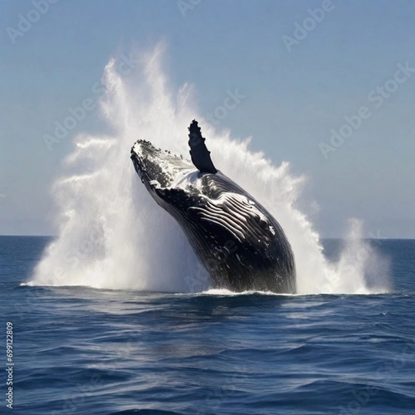 Obraz dolphin jumping into the sea generated Ai