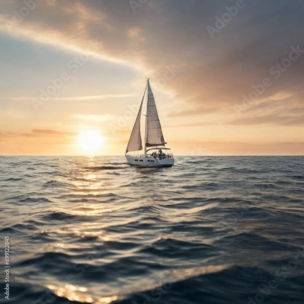 Obraz sailboat at sunset generated Ai