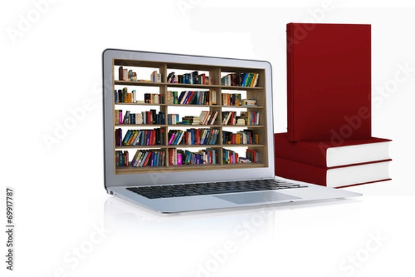 Obraz laptop library book