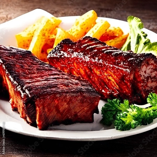 Fototapeta grilled steak with vegetables