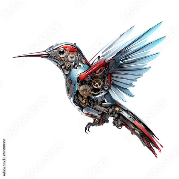 Obraz Robot Hummingbird isolated on transparent background.