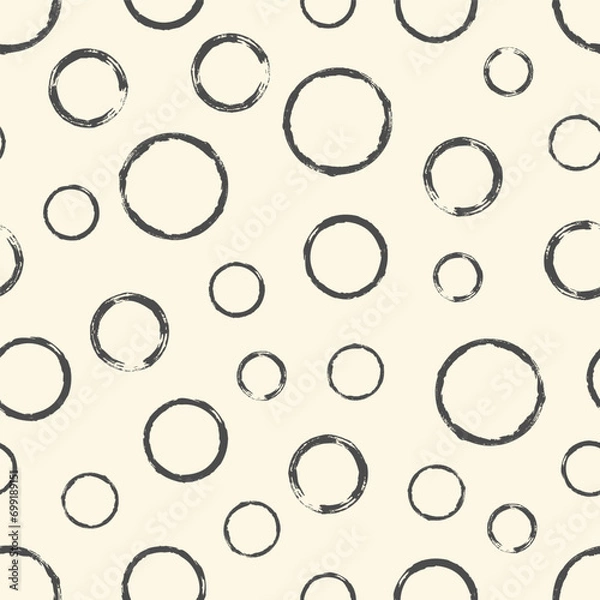 Fototapeta Seamless pattern with hand painted ink circles