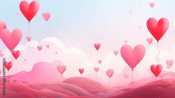 Fototapeta Soft pink Valentine's Day background, a romantic atmosphere, Valentine's background with copy space