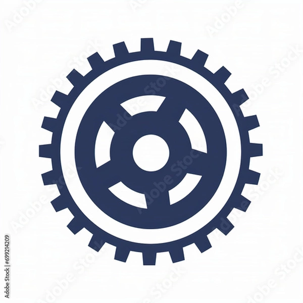 Fototapeta Mechanical Simplicity: A Singular Gear Icon on White
