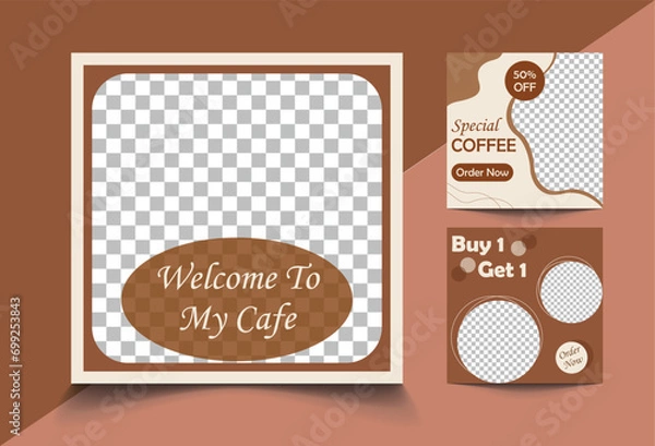 Obraz Social media post design template for cafe