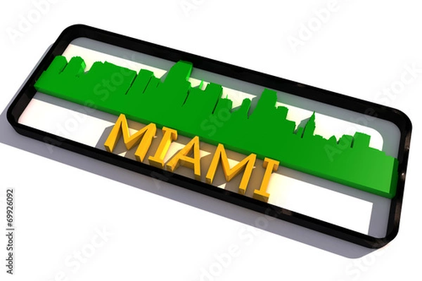 Fototapeta Miami base colors of the flag of the city 3D design
