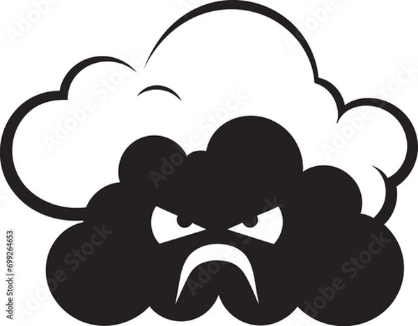 Fototapeta Thunderstorm Fury Angry Cloud Icon Design Seething Nimbus Vector Angry Cloud Emblem