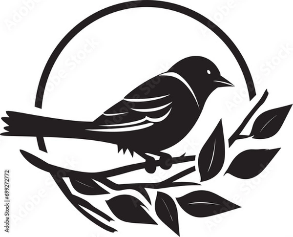 Fototapeta Avian Weaver Vector Nest Icon Crafted Nest Black Bird Logo